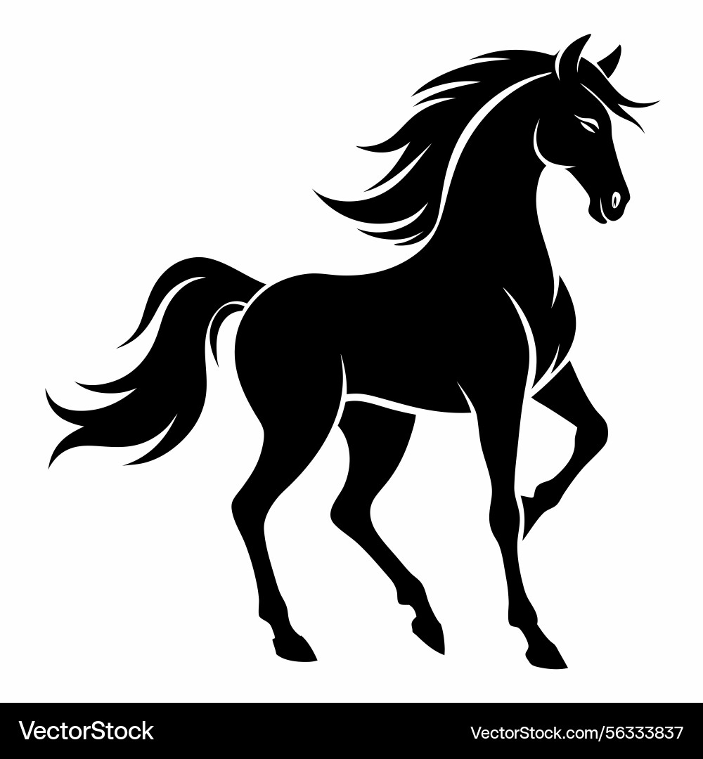 Elegant black horse silhouette running freely Vector Image