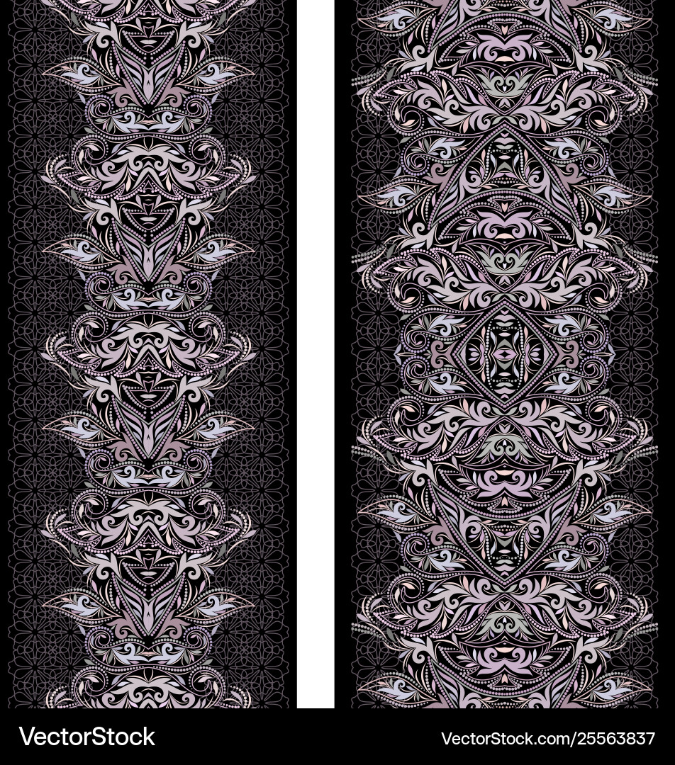 Ethnic Lace Pattern - Black & White Vector Image