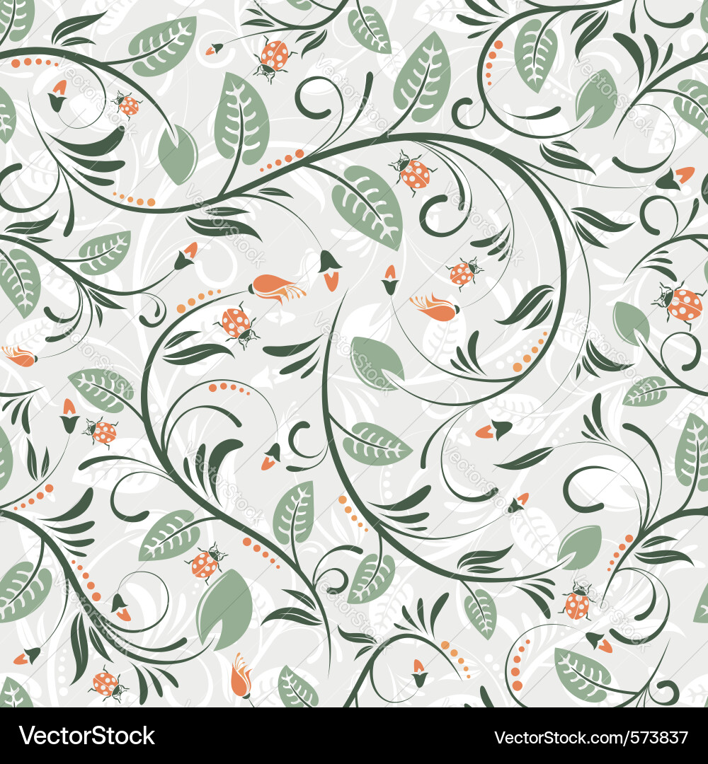 Flower seamless pattern with ladybug element for d vector image