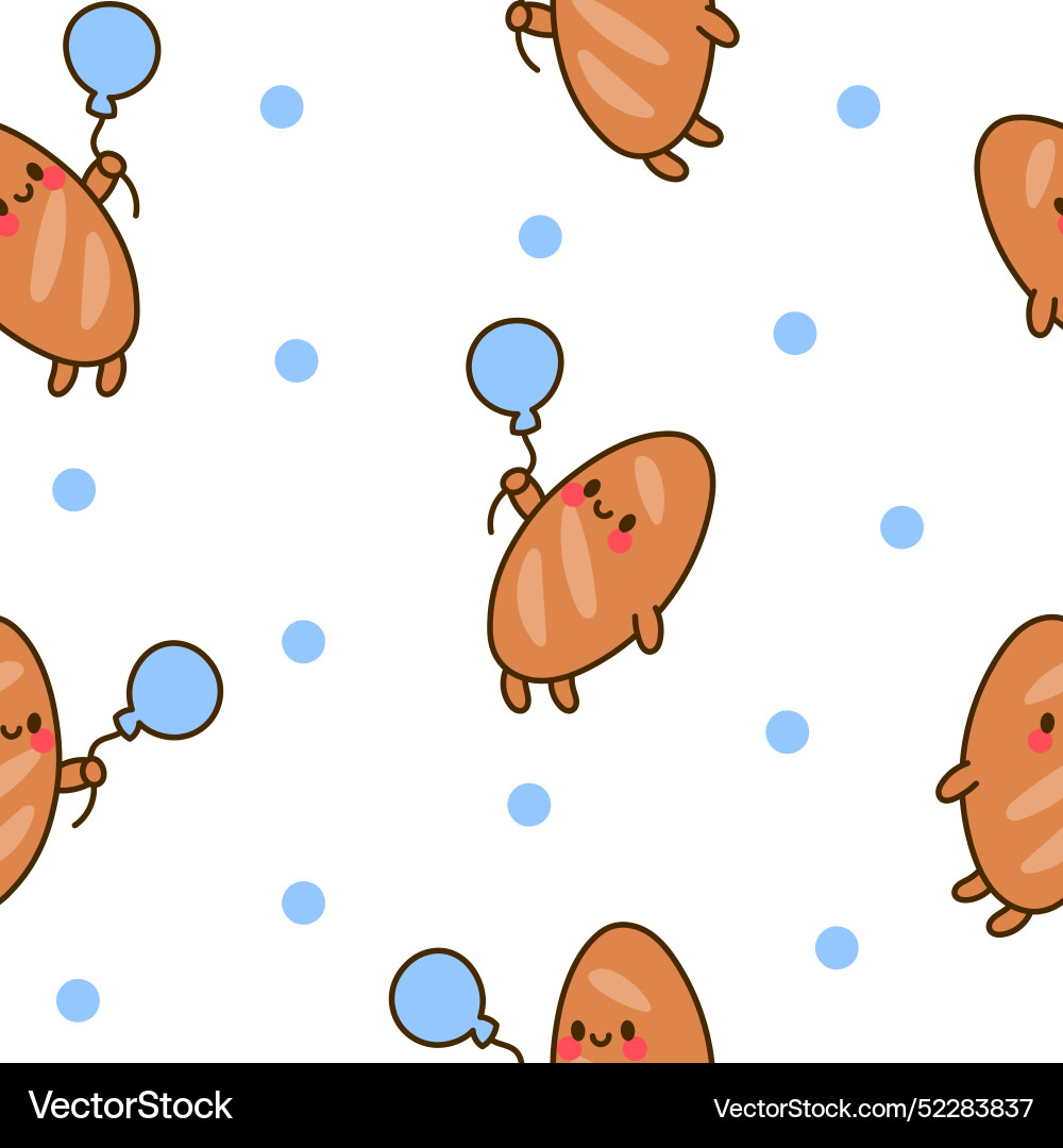 Funny bread characters seamless pattern Vector Image