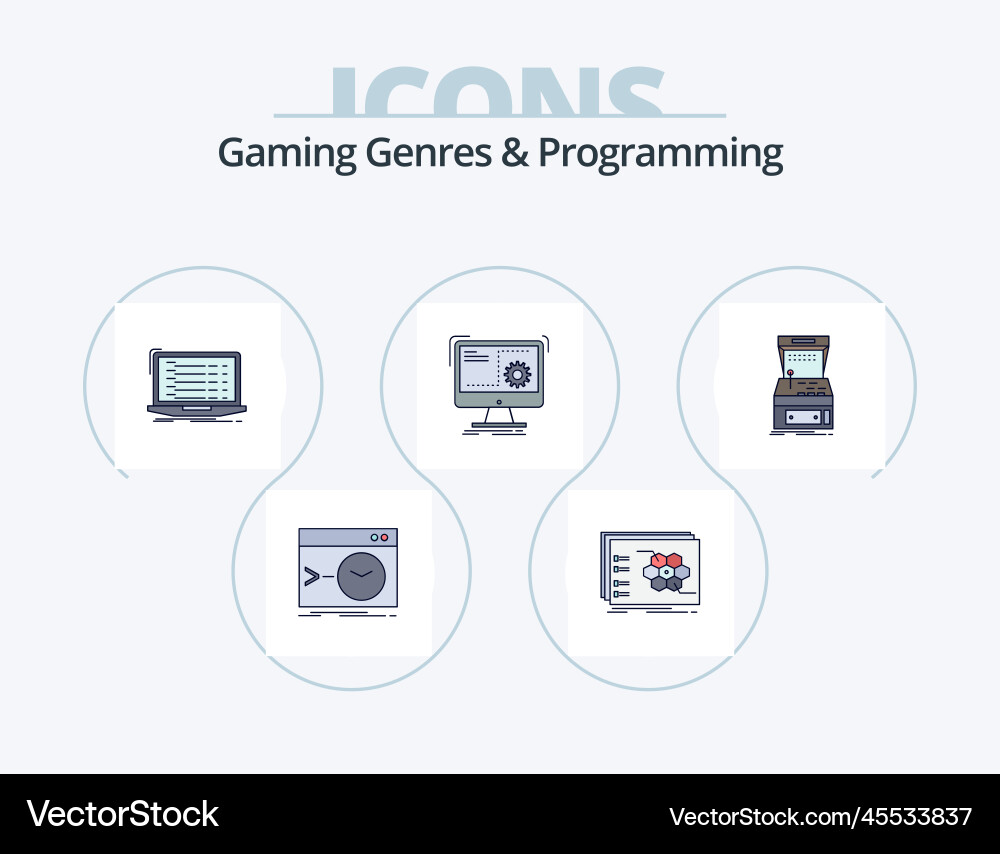 Gaming genres and programming line filled icon Vector Image