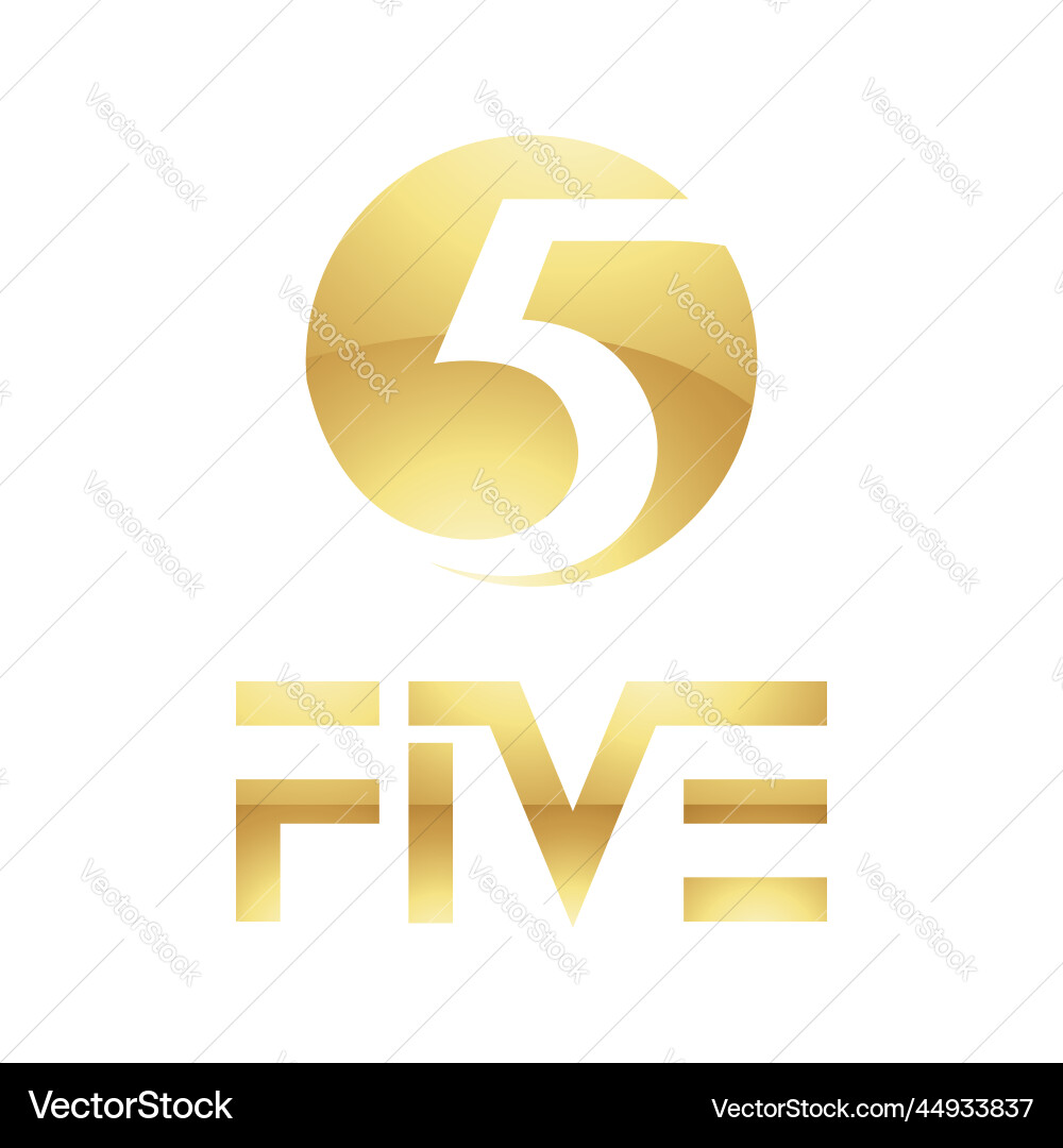 Golden symbol for number 5 on a white background Vector Image