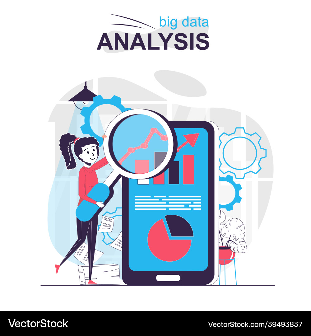 Große Datenanalyse isoliert Cartoon Konzept Große Datenanalyse isoliert Cartoon Konzept vektorbild