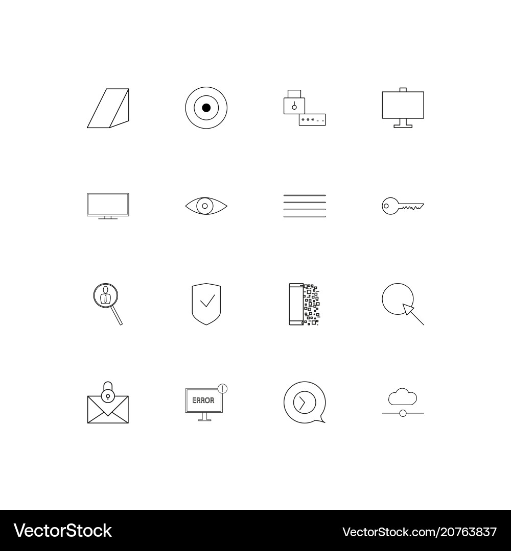 Internet security linear thin icons set outlined Vector Image