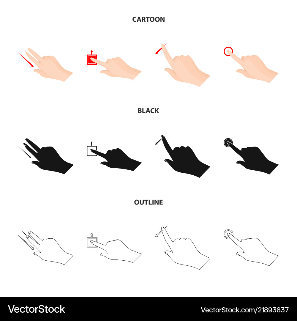 Isolated object of touchscreen and hand icon set vector image