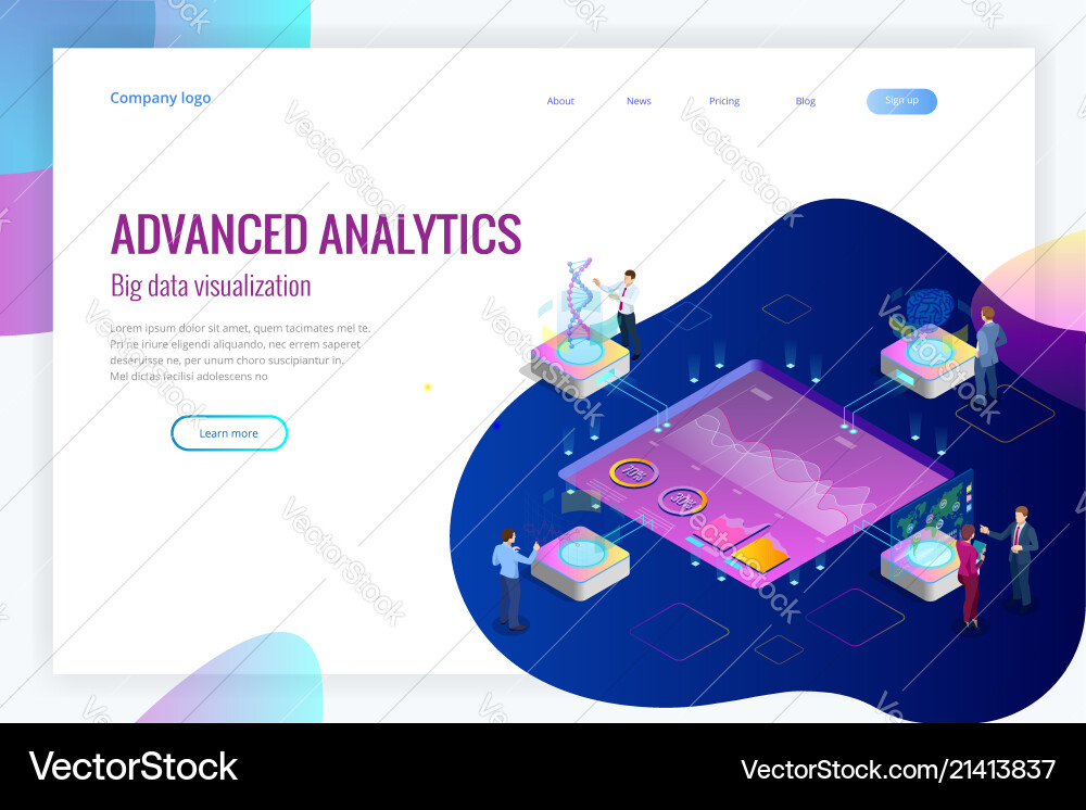 Isometric big data network visualization advanced Isometric big data network visualization advanced vector image