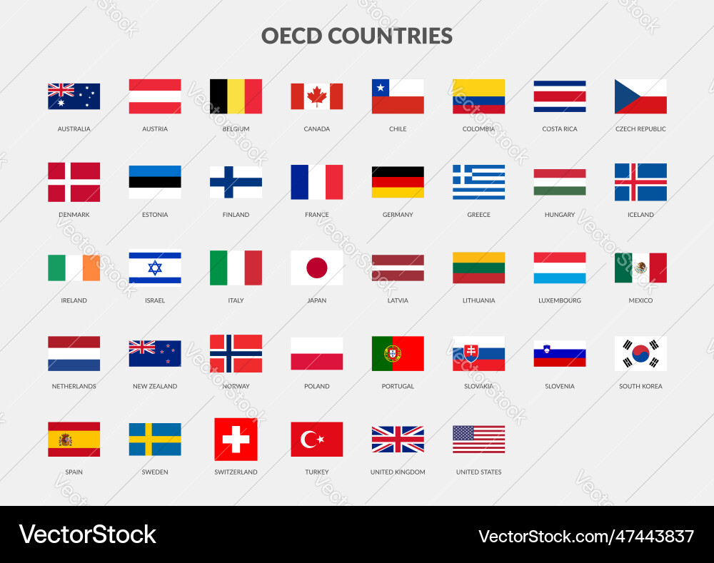 Oecd - organisation for economic co-operation Oecd - organisation for economic co-operation vector image
