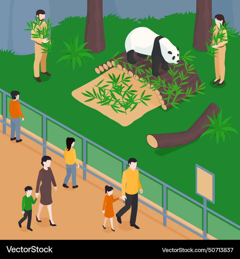 Panda park zoo composition Royalty Free Vector Image
