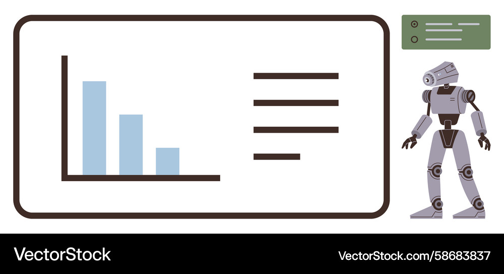 Robot Analyzing Data Graph Vector Image
