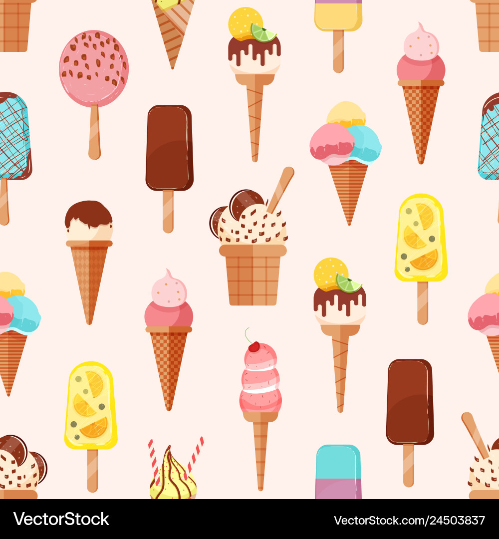 Seamless pattern with tasty sweet ice creams Vector Image
