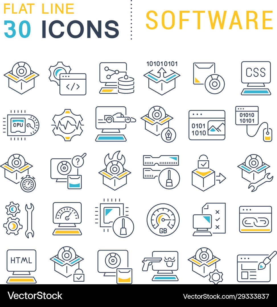 Set line icons software Set line icons software Vector Image