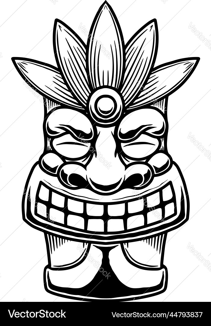 Tiki idol in monochrome style design element Tiki idol in monochrome style design element vector image