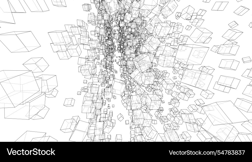 Wireframe boxes sketch style Wireframe boxes sketch style vector image