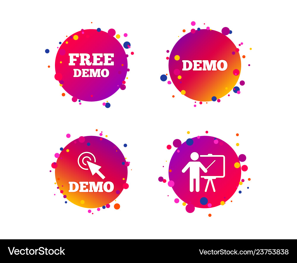 Demo with cursor icon presentation billboard Demo with cursor icon presentation billboard Vector Image