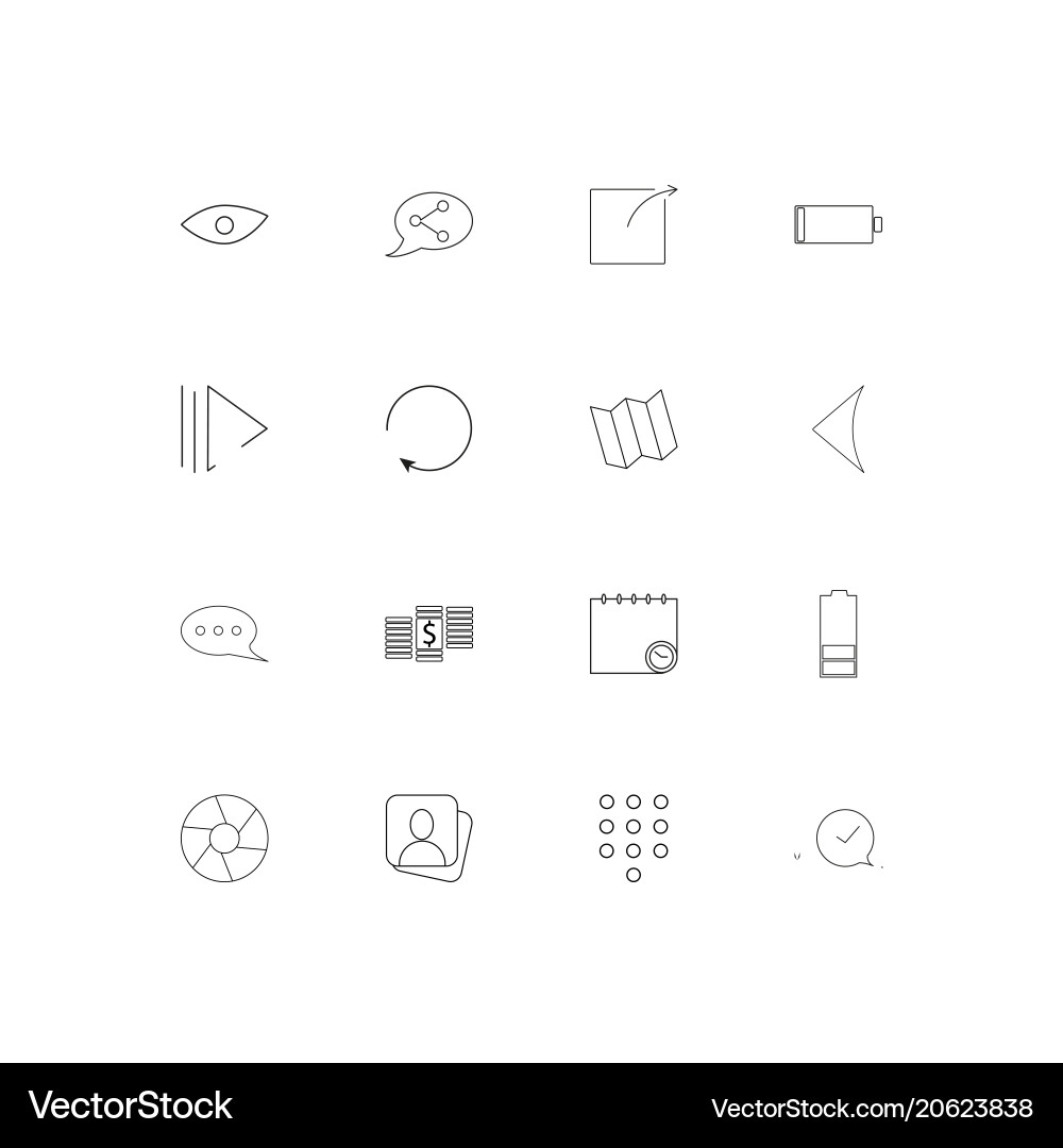 Interface simple linear icons set outlined vector image
