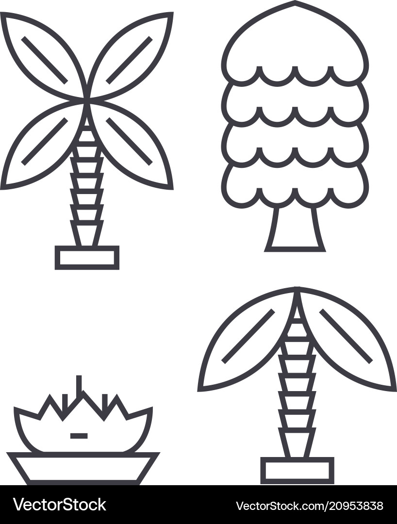Palm tree thin line icon concept linear Palm tree thin line icon concept linear vector image