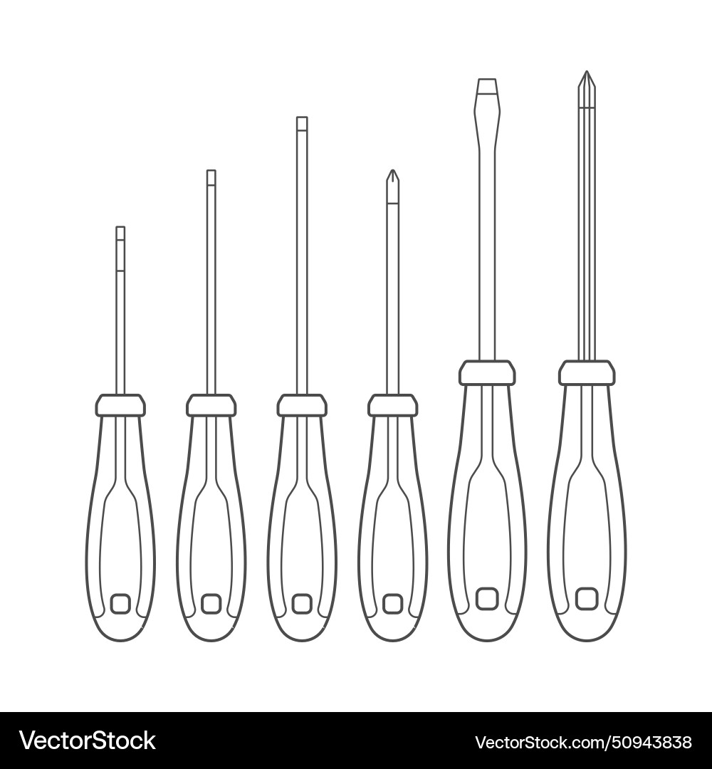 Screwdriver line objects editable stroke Screwdriver line objects editable stroke vector image