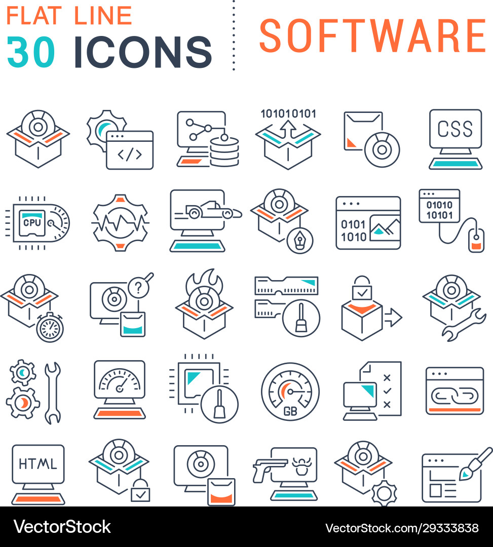 Set line icons software Set line icons software vector image