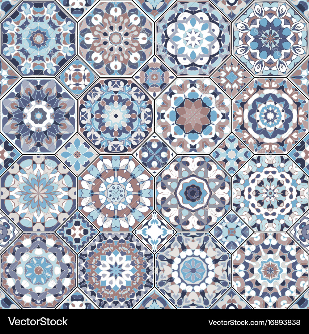 Set of octagonal and square patterns vector image