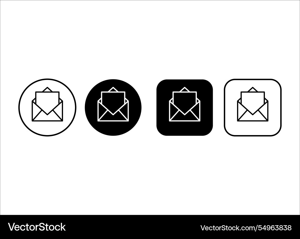 Set of open email envelope with letter inside Set of open email envelope with letter inside vector image