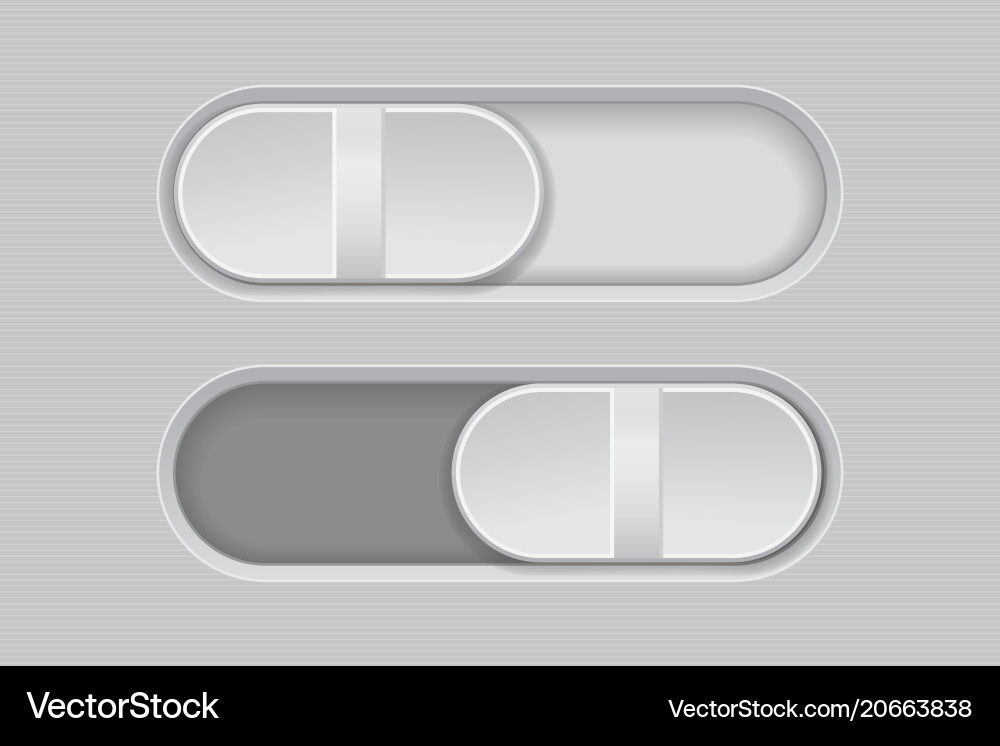 Toggle switch buttons on and off gray vector image