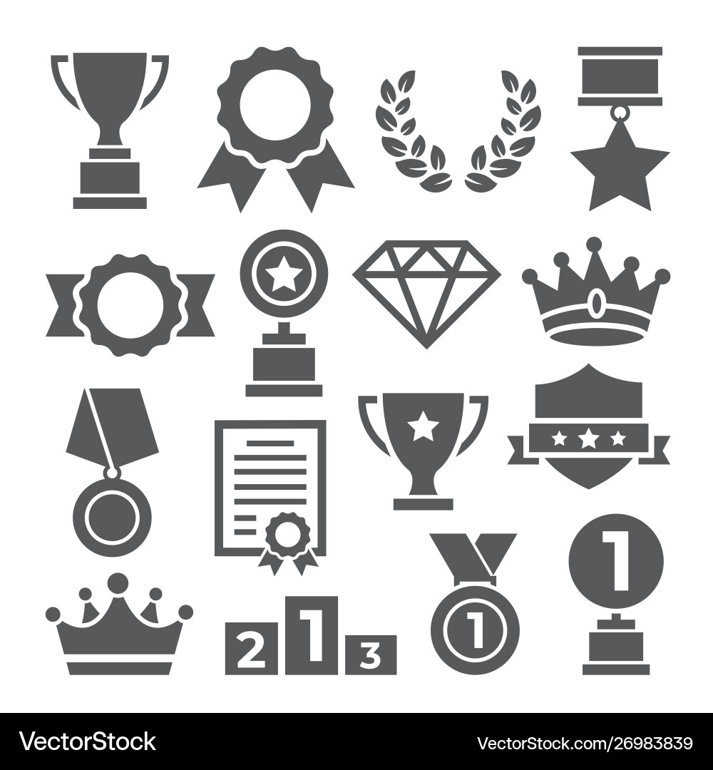 Awards icons set on white background vector image