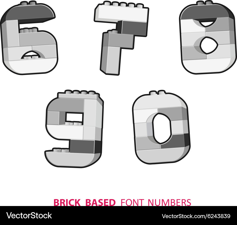 Brick numbers created from based alphabet vector image