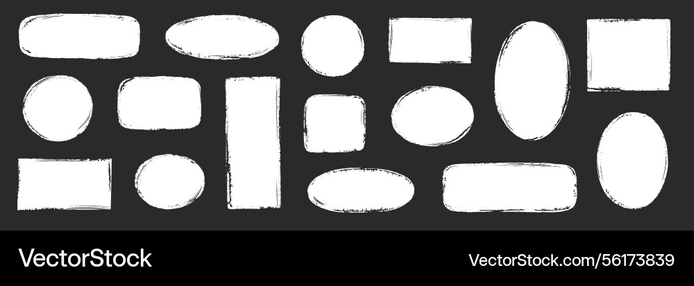 Brush frame rough rectangle box shape set text Brush frame rough rectangle box shape set text vector image