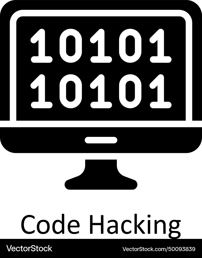Code hacking solid icon style Vector Image