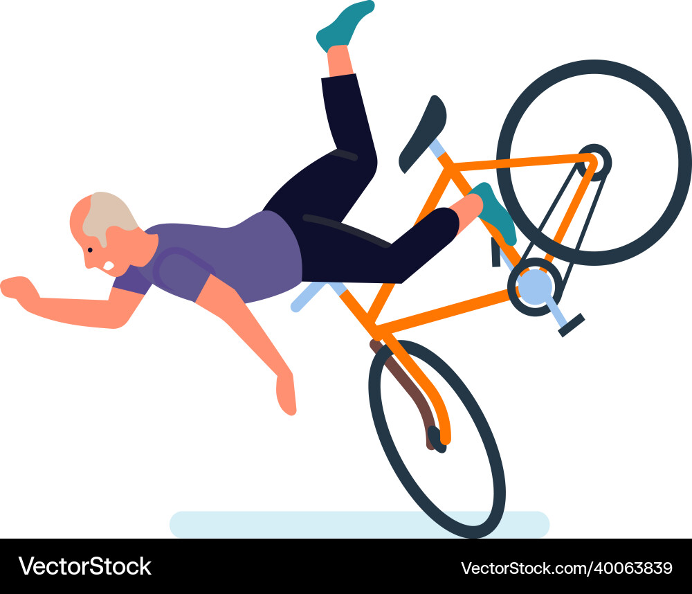Falling people old man falls off bike dangerous Falling people old man falls off bike dangerous vector image