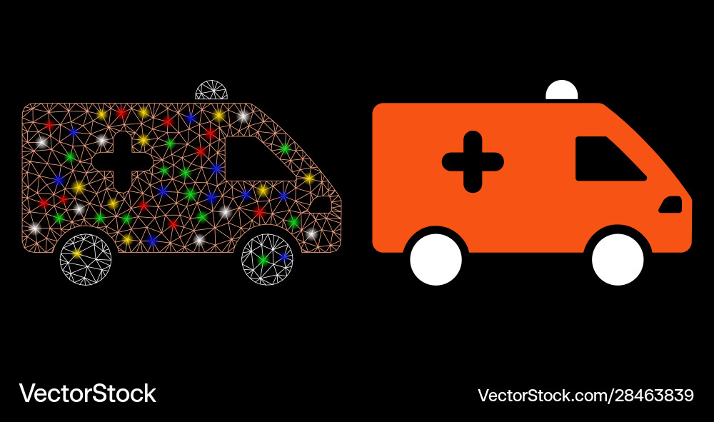 Flare Mesh Netzwerk Krankenhaus Auto Icon mit Flare Mesh Netzwerk Krankenhaus Auto Icon mit vektorbild