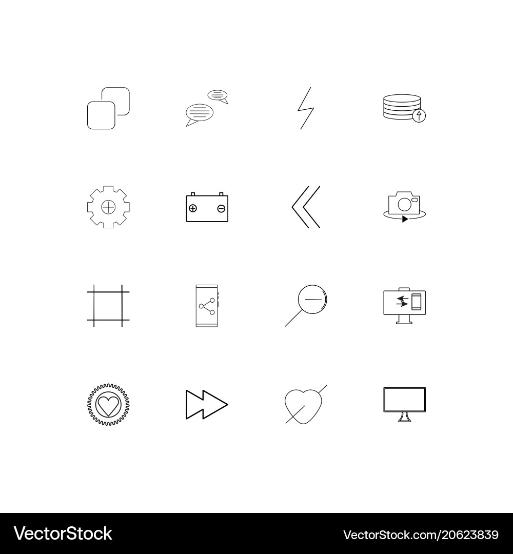 Interface simple linear icons set outlined vector image