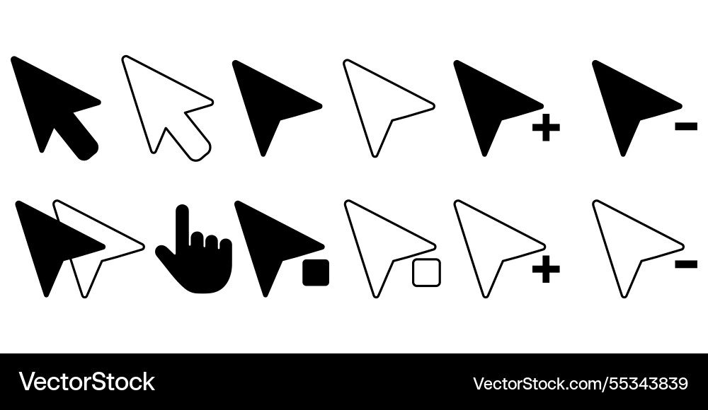 Klicken Sie auf Symbol gesetzt Zeiger Pfeil Cursor Klicken Sie auf Symbol gesetzt Zeiger Pfeil Cursor vektorbild