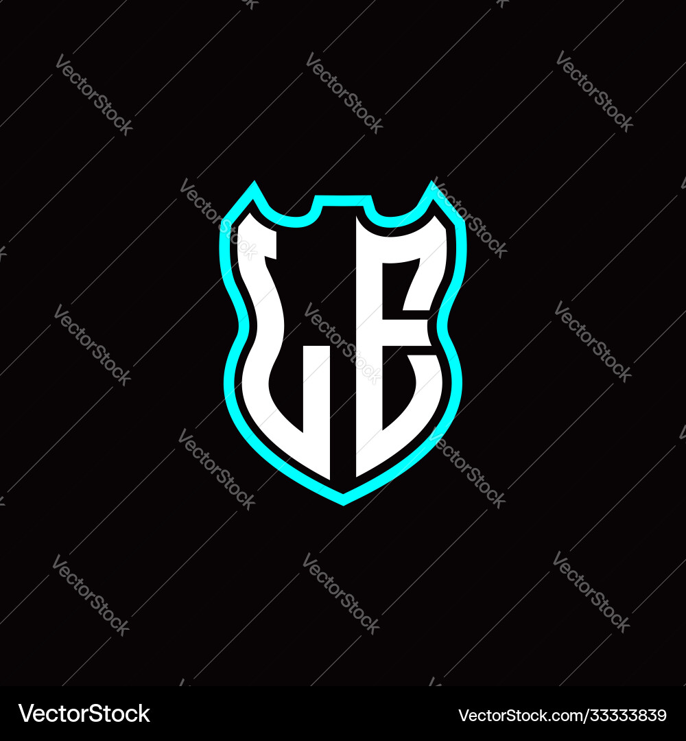 L e initial logo design with shield shape L e initial logo design with shield shape vector image