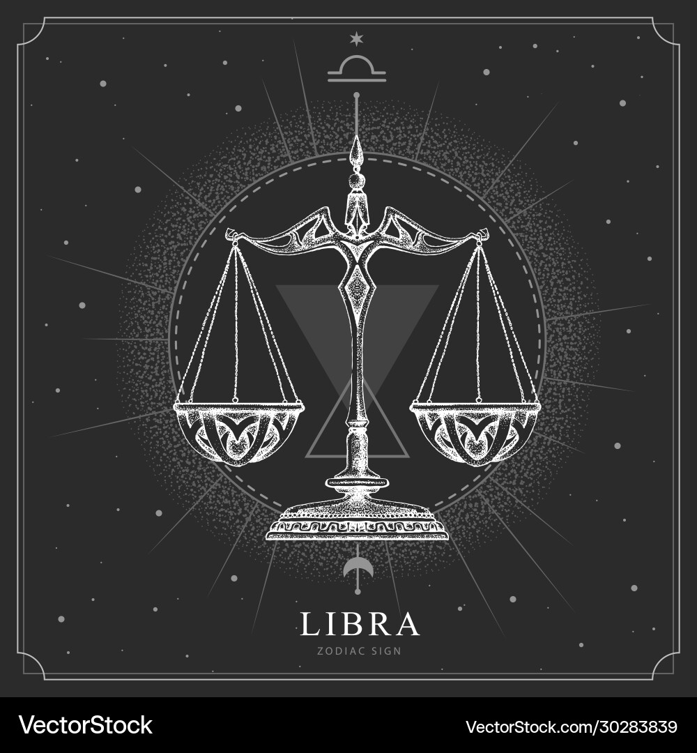 Magic witchcraft card with libra zodiac sign Magic witchcraft card with libra zodiac sign vector image