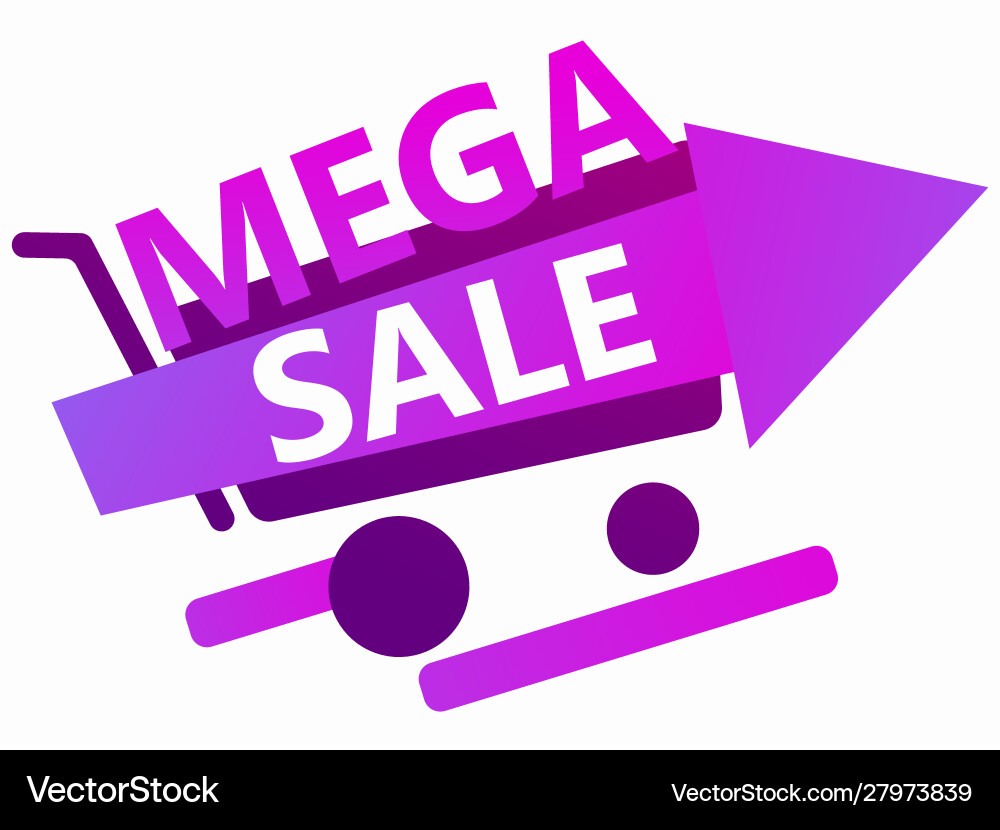 Mega Verkauf Banner mit Trolley und Geschenke Shopping Mega Verkauf Banner mit Trolley und Geschenke Shopping vektorbild
