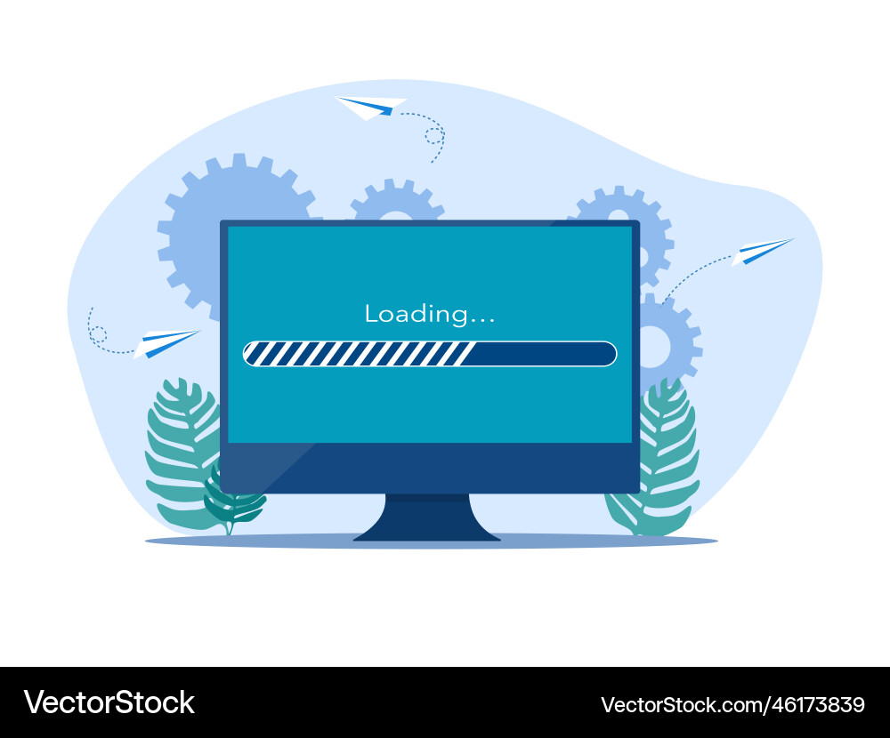 Monitor data loading bar online Monitor data loading bar online vector image