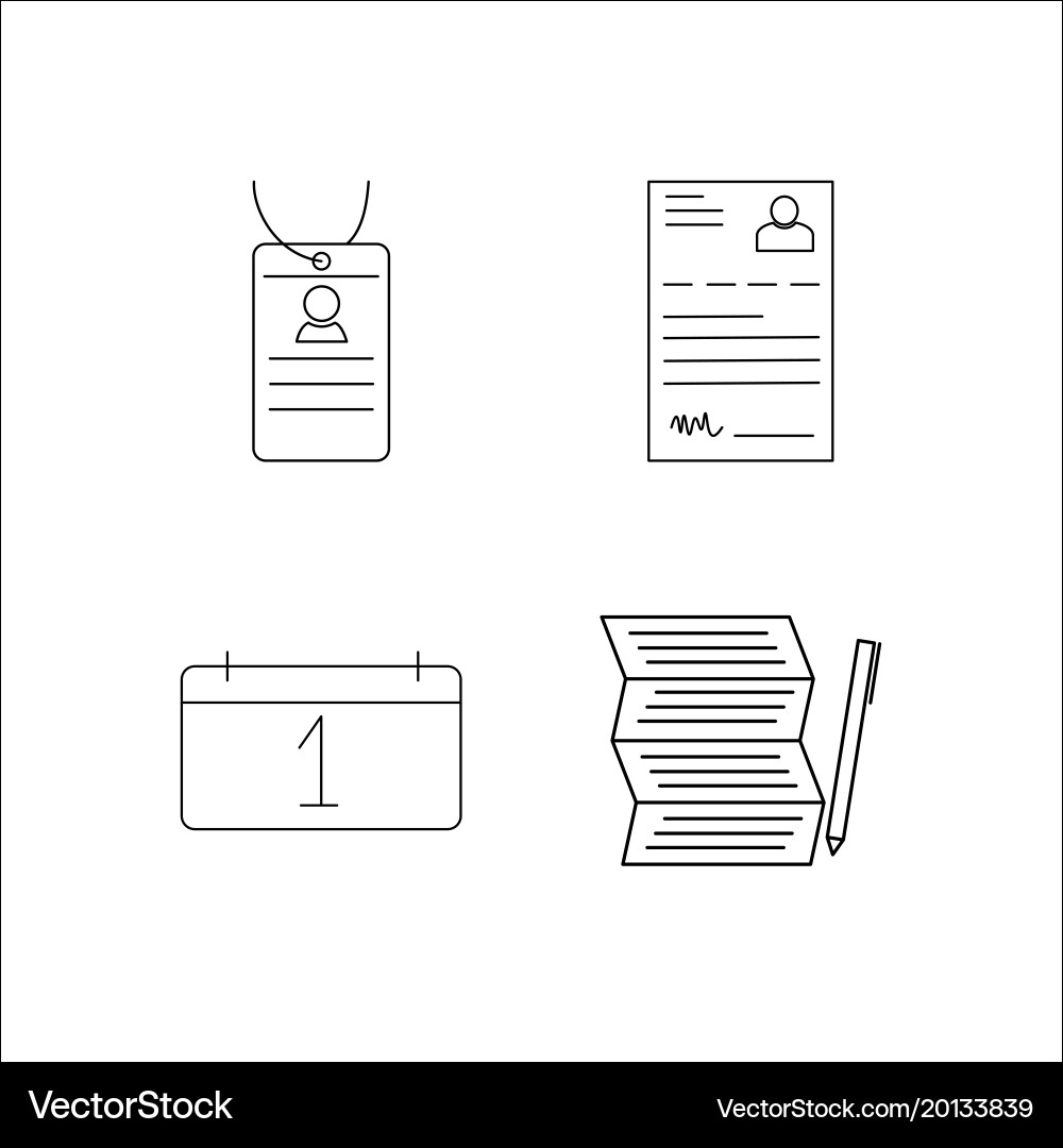 Office simple linear icon setsimple outline icons vector image