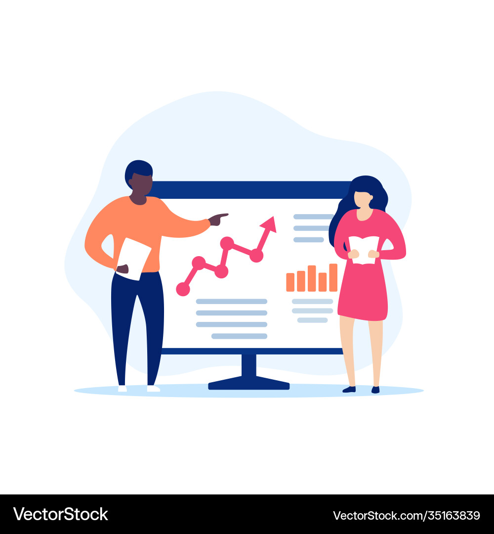 Presentation with business data vector image