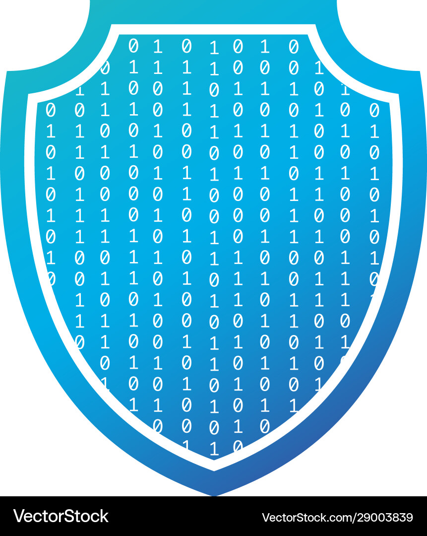 Security concept isolated shield with binary code Security concept isolated shield with binary code vector image
