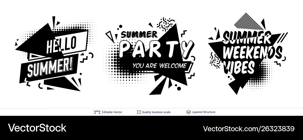 Set summer ad text blocks in pop-art style Vector Image