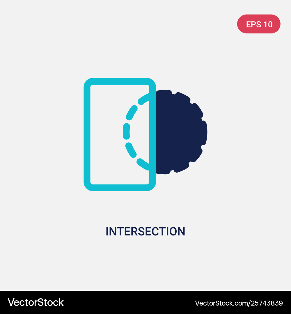 Two color intersection icon from geometric figure Two color intersection icon from geometric figure vector image