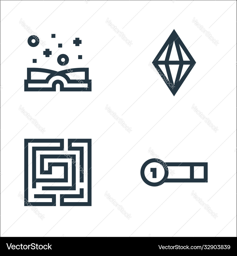Video game elements line icons linear set quality vector image