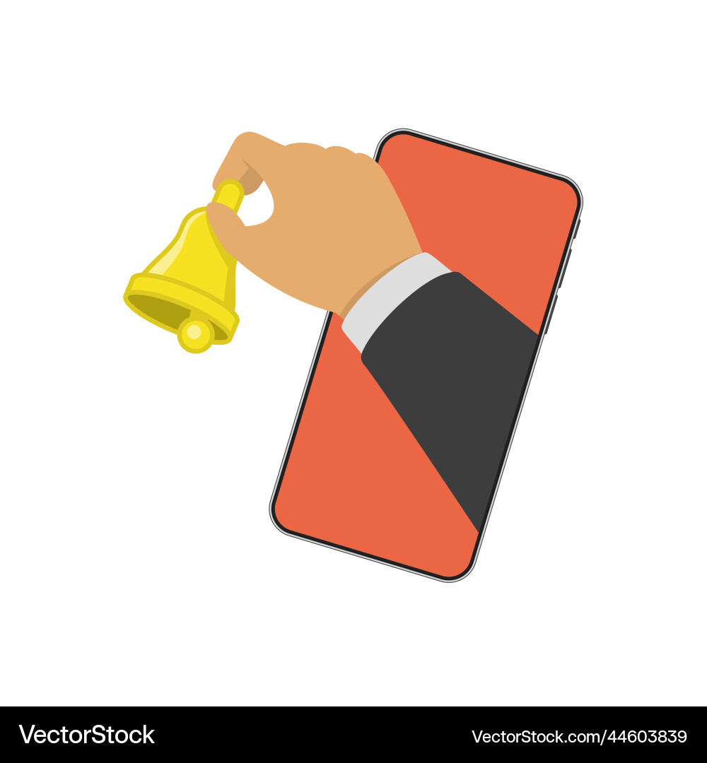 Yellow bell in hand Yellow bell in hand vector image