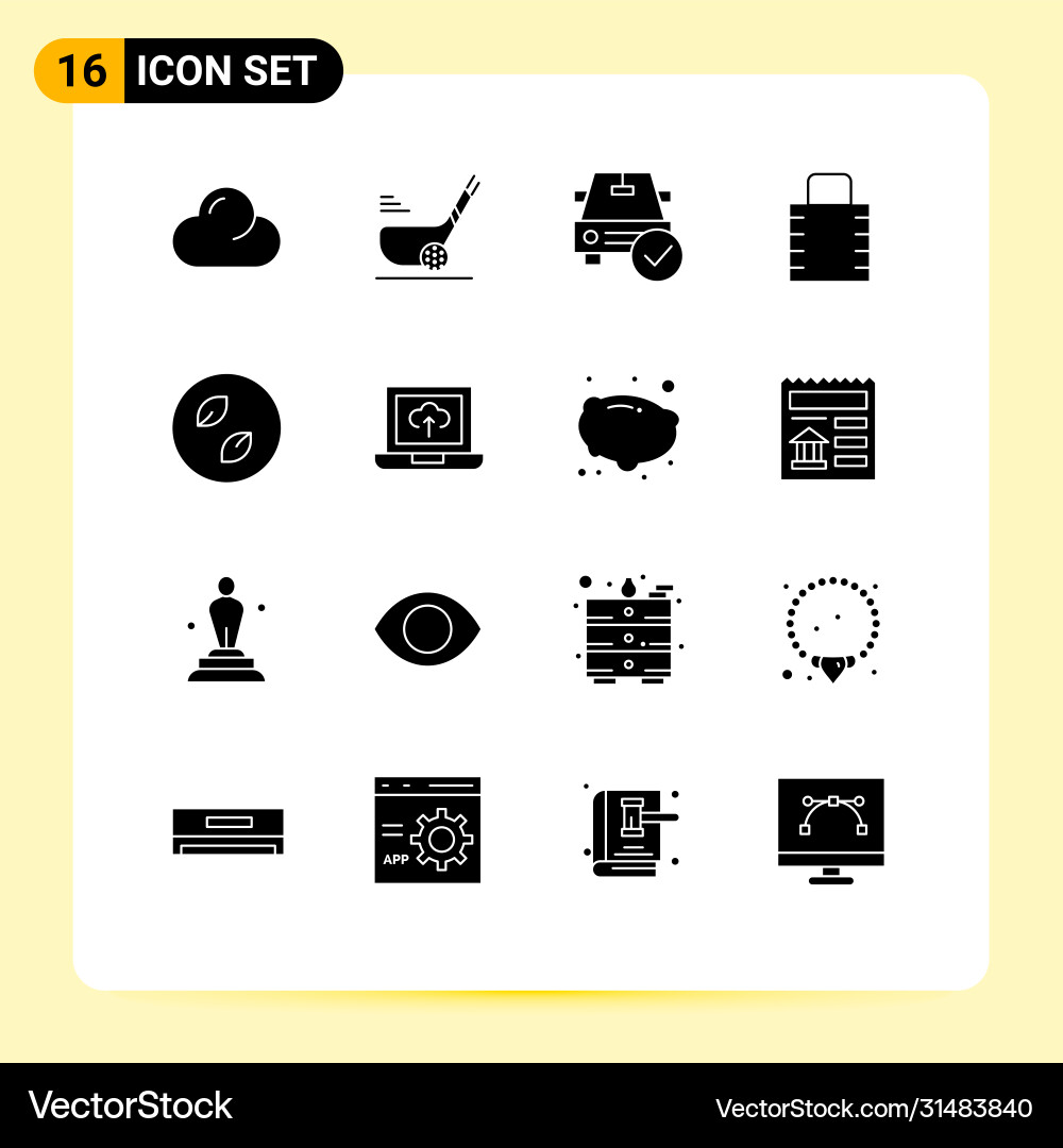 16 universal solid glyphs set for web and mobile Vector Image