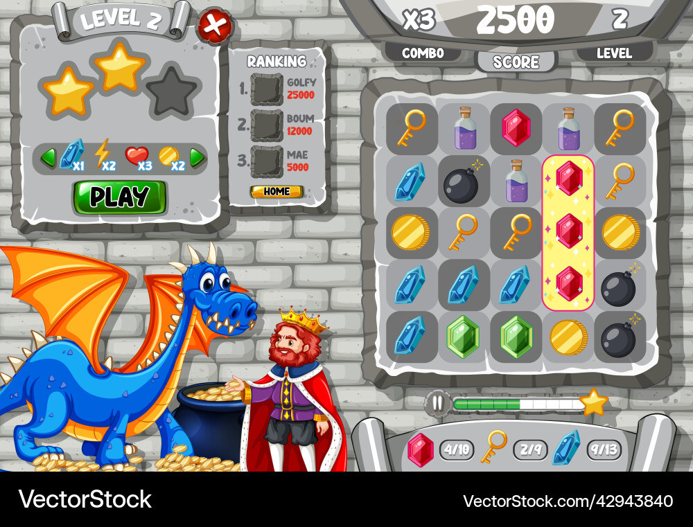 A game background template with elements vector image