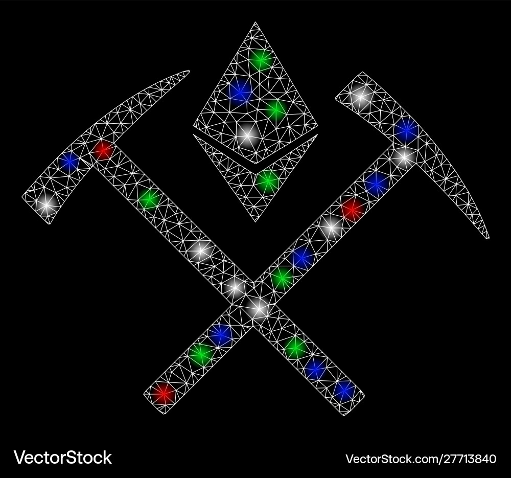 Bright mesh carcass ethereum mining hammers Bright mesh carcass ethereum mining hammers vector image