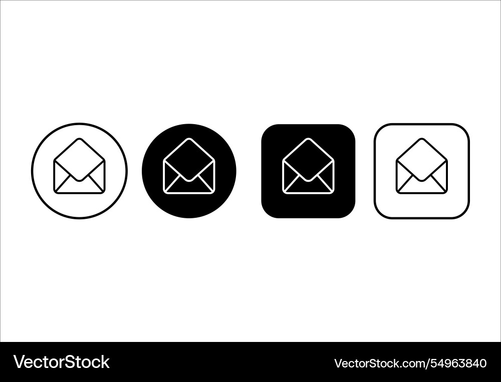 Collection of open mail envelope icons vector image