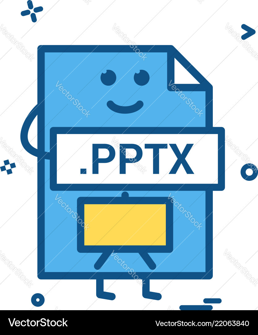 Computer pptx file format type icon design Vector Image