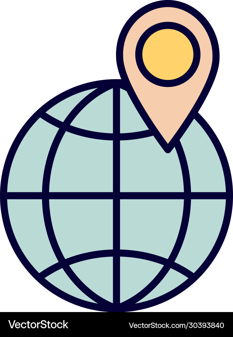 Global sphere and gps mark line fill style Vector Image